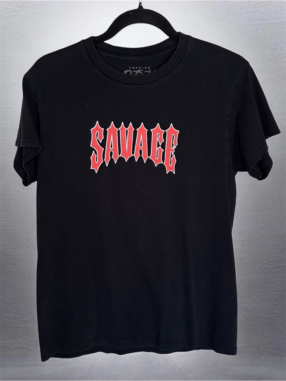 Savage Black Short Sleeve Tee with Red Graphic